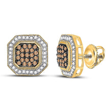 Load image into Gallery viewer, 10kt Yellow Gold Octagon Cluster Diamond Earrings - A Captivating Statement of Elegance - Splendid Jewellery