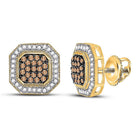 10kt Yellow Gold Octagon Cluster Diamond Earrings - A Captivating Statement of Elegance - Splendid Jewellery