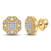 Load image into Gallery viewer, 10kt Yellow Gold Octagon Cluster Diamond Earrings: A Mesmerizing Brilliance - Splendid Jewellery