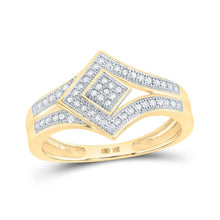 Load image into Gallery viewer, 10kt Yellow Gold Offset Square Diamond Cluster Ring: A Dazzling Masterpiece by Splendid Jewellery - Splendid Jewellery