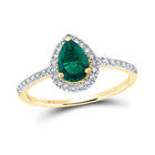 10kt Yellow Gold Pear Lab - Created Emerald Solitaire Fashion Ring - Splendid Jewellery