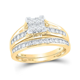10kt Yellow Gold Princess Diamond Bridal Wedding Ring Band Set - Timeless Elegance Collection - Splendid Jewellery