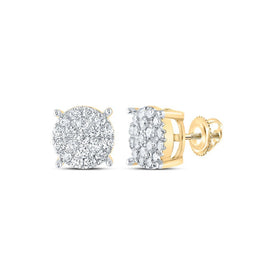 10kt Yellow Gold Radiant Diamond Cluster Earrings - Splendid Jewellery
