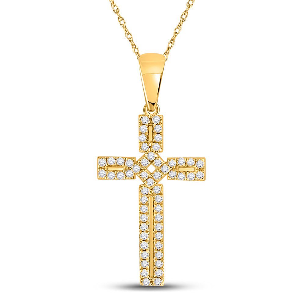 10kt Yellow Gold Roman Cross Pendant with Dazzling Diamonds - Splendid Jewellery