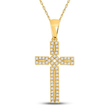 Load image into Gallery viewer, 10kt Yellow Gold Roman Cross Pendant with Dazzling Diamonds - Splendid Jewellery
