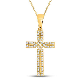 10kt Yellow Gold Roman Cross Pendant with Dazzling Diamonds - Splendid Jewellery
