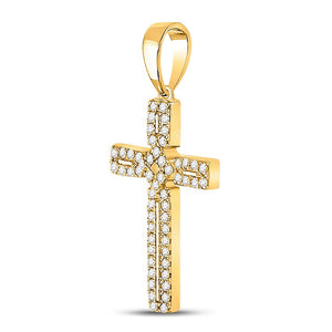 10kt Yellow Gold Roman Cross Pendant with Dazzling Diamonds - Splendid Jewellery