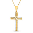 10kt Yellow Gold Roman Cross Pendant with Dazzling Diamonds product  Top View from Splendid Jewellery