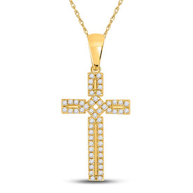 10kt Yellow Gold Roman Cross Pendant with Dazzling Diamonds product  Top View from Splendid Jewellery