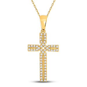 10kt Yellow Gold Roman Cross Pendant with Dazzling Diamonds - Splendid Jewellery