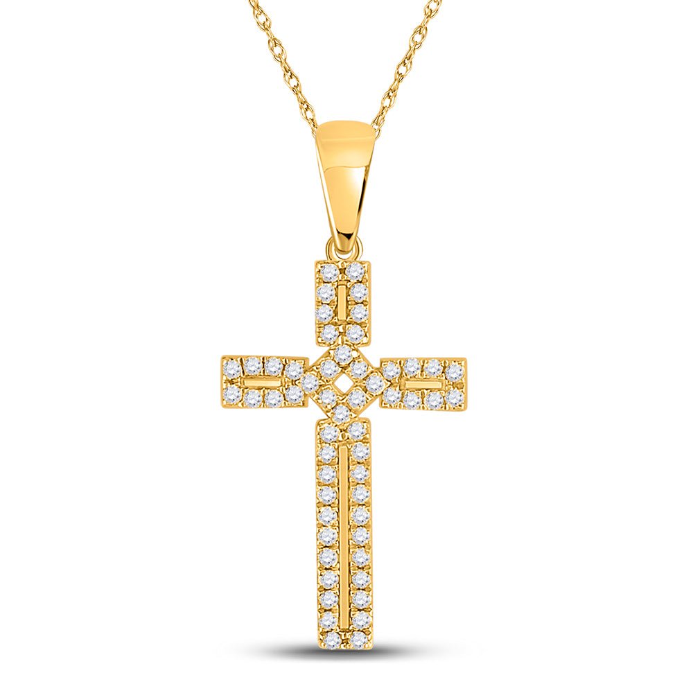 10kt Yellow Gold Roman Cross Pendant with Dazzling Diamonds - Splendid Jewellery