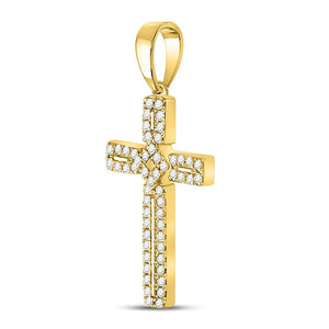 10kt Yellow Gold Roman Cross Pendant with Dazzling Diamonds - Splendid Jewellery