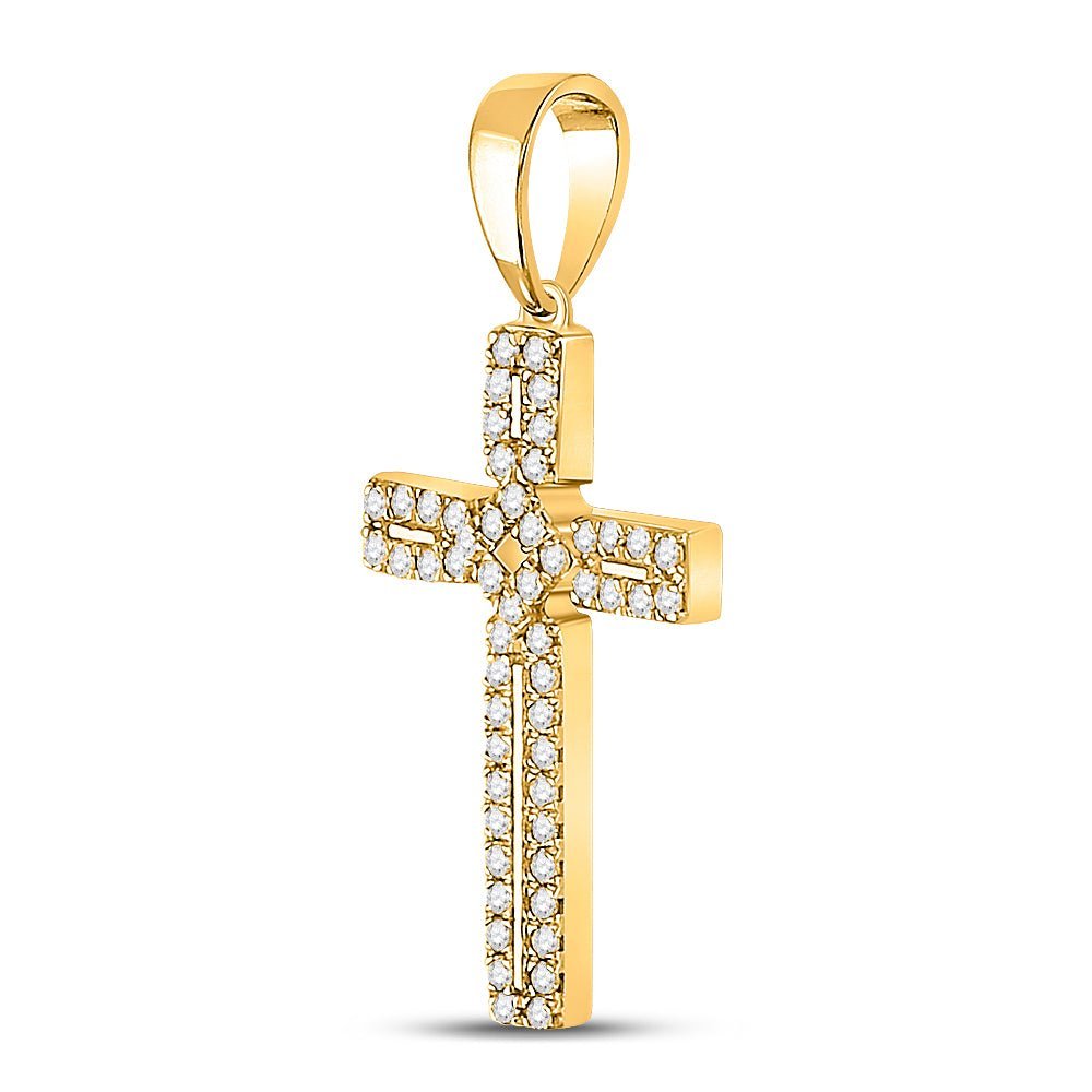 10kt Yellow Gold Roman Cross Pendant with Dazzling Diamonds - Splendid Jewellery