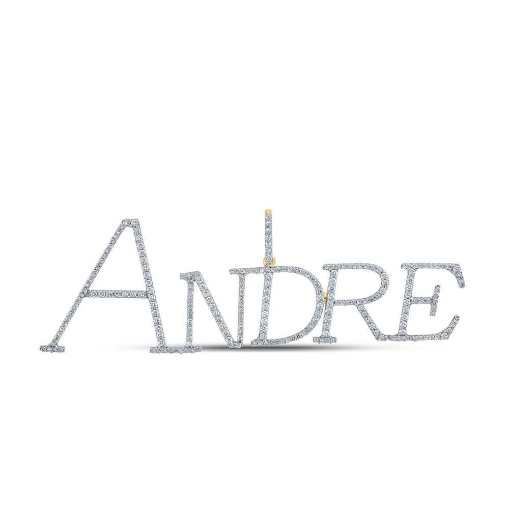 10kt Yellow Gold Round Diamond ANDRE Name Charm Pendant 1 - 1/3 Cttw - Splendid Jewellery