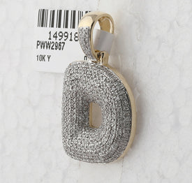 10kt Yellow Gold Round Diamond Bubble D Letter Charm Pendant - 7/8 Cttw Side view from the 10Kt Yellow Gold Mens Round Diamond Bubble D Letter Charm Pendant 7 8 Cttwpin246629 collection by Splendid Jewellery