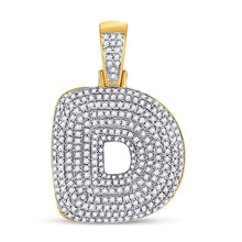 Load image into Gallery viewer, 10kt Yellow Gold Round Diamond Bubble D Letter Charm Pendant - 7/8 Cttw - Splendid Jewellery