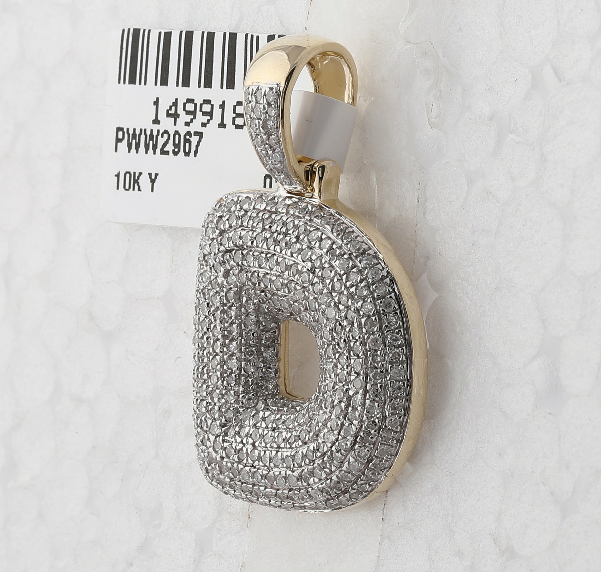 10kt Yellow Gold Round Diamond Bubble D Letter Charm Pendant - 7/8 Cttw - Splendid Jewellery