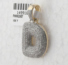 Load image into Gallery viewer, 10kt Yellow Gold Round Diamond Bubble D Letter Charm Pendant - 7/8 Cttw - Splendid Jewellery