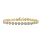 10kt Yellow Gold Round Diamond Circle Button Link Bracelet for Men - 1 Cttw | Splendid Jewellery - Splendid Jewellery