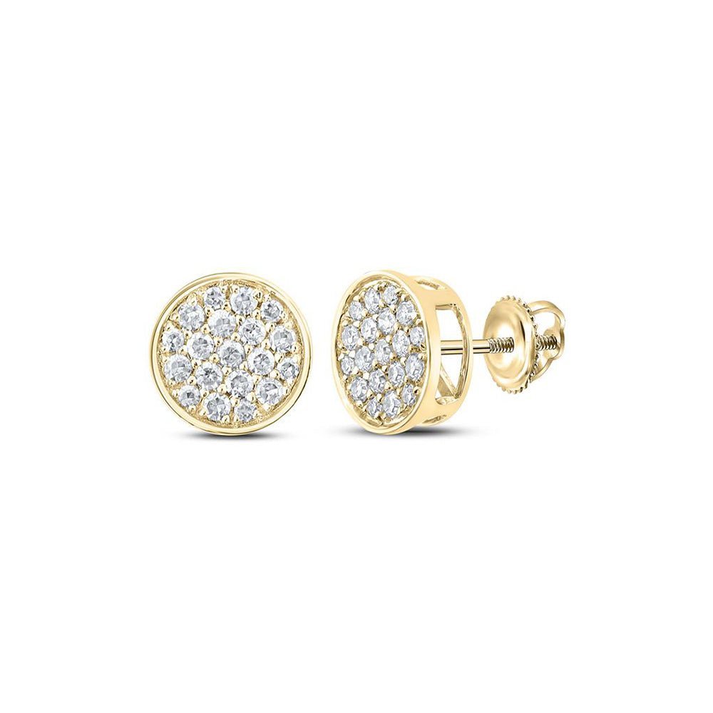 10kt Yellow Gold Round Diamond Cluster Earrings - 1/4 Cttw | Dazzling Men's Jewelry - Splendid Jewellery