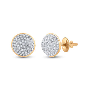 10kt Yellow Gold Round Diamond Cluster Earrings - 1/5 Cttw | Striking Men's Jewelry - Splendid Jewellery