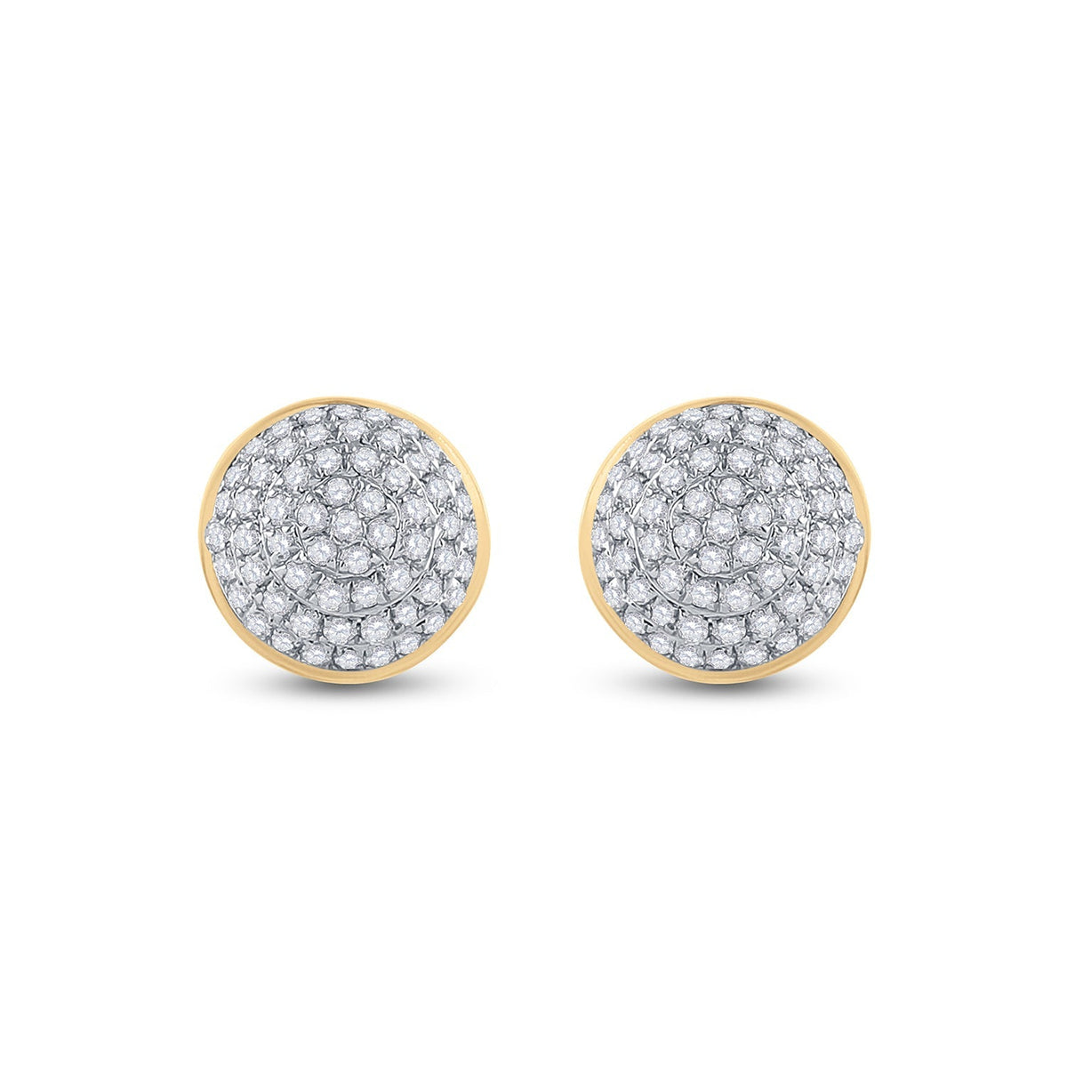 10kt Yellow Gold Round Diamond Cluster Earrings - 1/5 Cttw | Striking Men's Jewelry - Splendid Jewellery