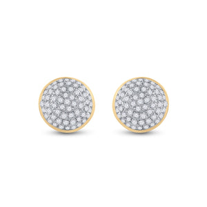 10kt Yellow Gold Round Diamond Cluster Earrings - 1/5 Cttw | Striking Men's Jewelry - Splendid Jewellery