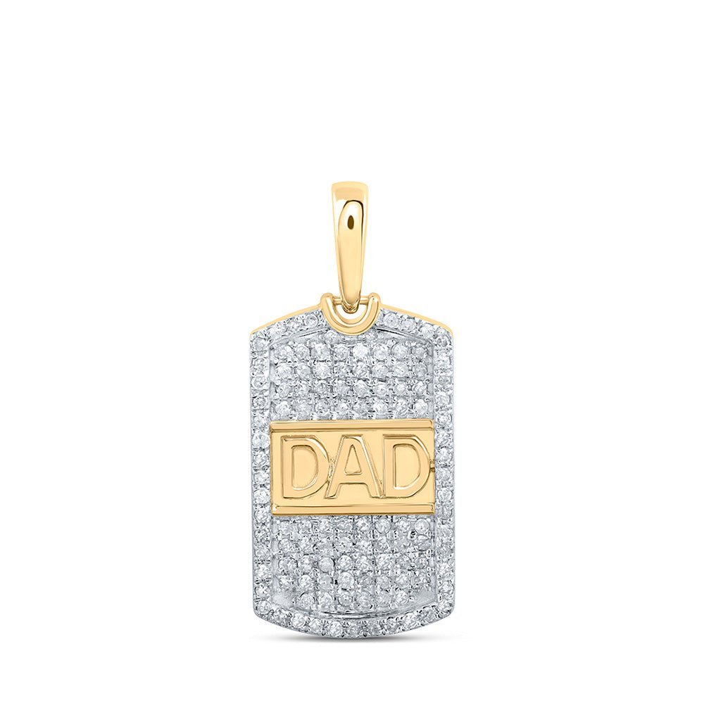 10kt Yellow Gold Round Diamond Dad Charm Pendant - 1/3 Cttw - Splendid Jewellery