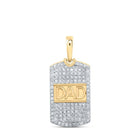 10kt Yellow Gold Round Diamond Dad Charm Pendant - 1/3 Cttw - Splendid Jewellery