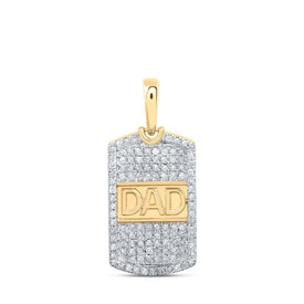 10kt Yellow Gold Round Diamond Dad Charm Pendant - 1/3 Cttw - Splendid Jewellery