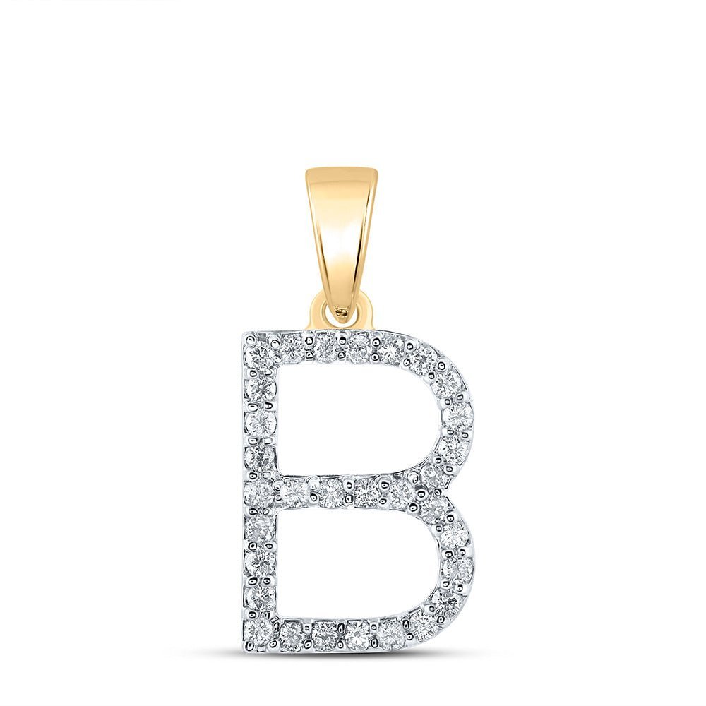 10kt Yellow Gold Round Diamond Initial Pendant - Personalize Your Style - Splendid Jewellery