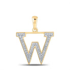 10kt Yellow Gold Round Diamond Initial W Pendant - A Symbol of Uniqueness and Elegance - Splendid Jewellery