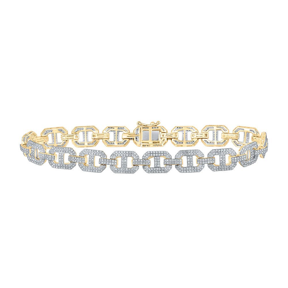 10kt Yellow Gold Round Diamond Link Bracelet - A Dazzling Statement Piece for Men - Splendid Jewellery