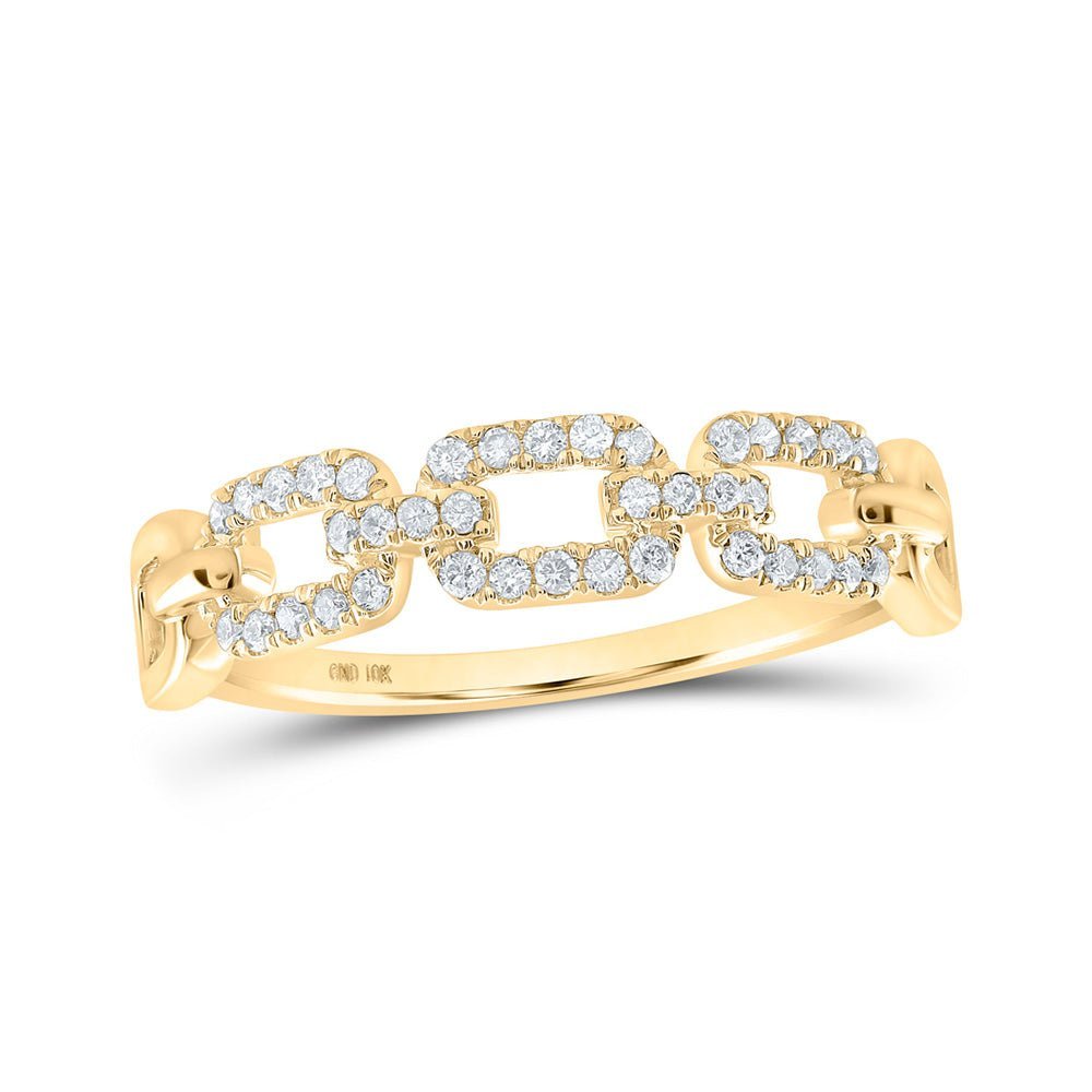 10kt Yellow Gold Round Diamond Link Stackable Band Ring - Splendid Brilliance - Splendid Jewellery