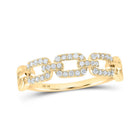 10kt Yellow Gold Round Diamond Link Stackable Band Ring - Splendid Brilliance - Splendid Jewellery