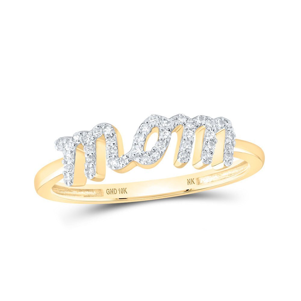 10kt Yellow Gold Round Diamond Mom Ring 1/6 Cttw - A Timeless Tribute to Motherhood - Splendid Jewellery