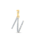 10kt Yellow Gold Round Diamond N Initial Pendant - A Timeless Symbol of Elegance and Individuality - Splendid Jewellery