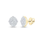10kt Yellow Gold Round Diamond Oval Earrings - Luxurious Men's Sparklers - Splendid Jewellery