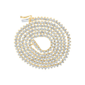 10kt Yellow Gold Round Diamond Studded Link Chain Necklace - A Dazzling Statement Piece for Men - Splendid Jewellery