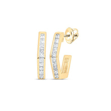 Load image into Gallery viewer, 10kt Yellow Gold Royal Diamond Half Hoop Earrings 1/2 Cttw - Splendid Jewellery