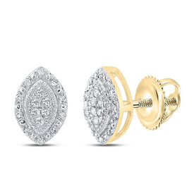 10kt Yellow Gold Sparkling Diamond Oval Cluster Earrings - Splendid Jewellery