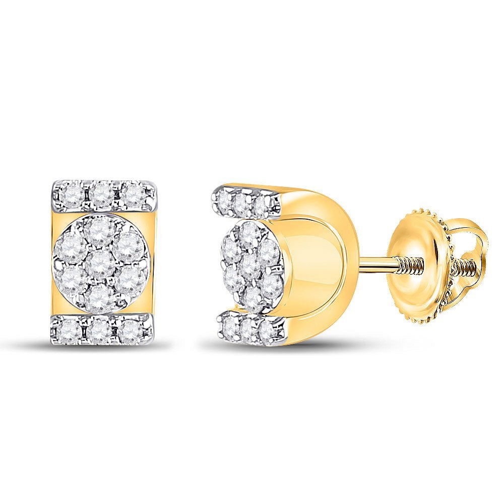 10kt Yellow Gold Sparkling Diamond Rectangle Cluster Stud Earrings - Splendid Jewellery