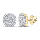 10kt Yellow Gold Sparkling Diamond Square Earrings - Splendid Jewellery