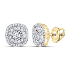 10kt Yellow Gold Sparkling Diamond Square Earrings - Splendid Jewellery