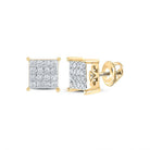 10kt Yellow Gold Sparkling Diamond Square Earrings - Timeless Elegance and Brilliant Shine - Splendid Jewellery