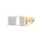 10kt Yellow Gold Sparkling Diamond Square Earrings - Timeless Elegance and Brilliant Shine - Splendid Jewellery