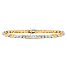 10kt Yellow Gold Sparkling Diamond Tennis Bracelet - 7 Cttw - Top View