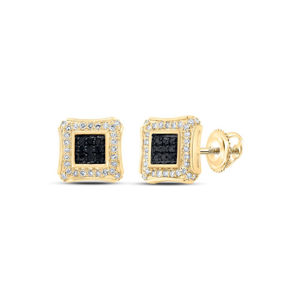 10kt Yellow Gold Square Black Diamond Earrings - 1/4 Cttw Magnificent Men's Jewelry - Splendid Jewellery