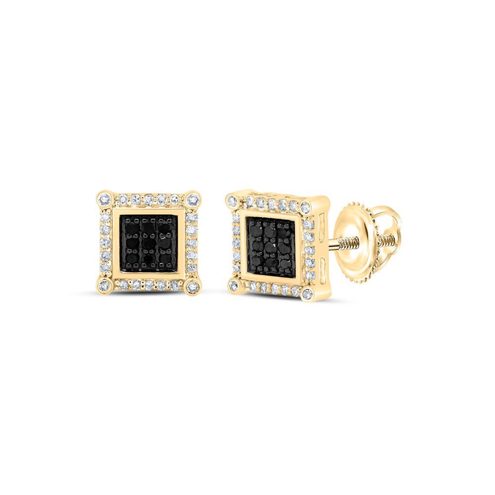 10kt Yellow Gold Square Black Diamond Men's Earrings - 1/4 Cttw | Splendid Jewellery - Splendid Jewellery