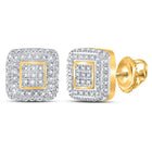 10kt Yellow Gold Square Cluster Diamond Earrings - Timeless Elegance and Sparkle product  Top View from Splendid Jewellery
